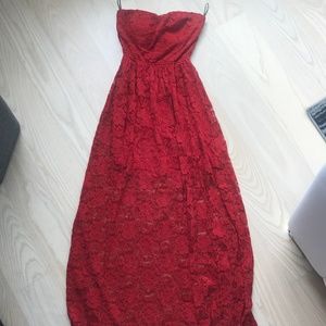 Red Lacey Maxi Dress w/ Bowtie Back Details